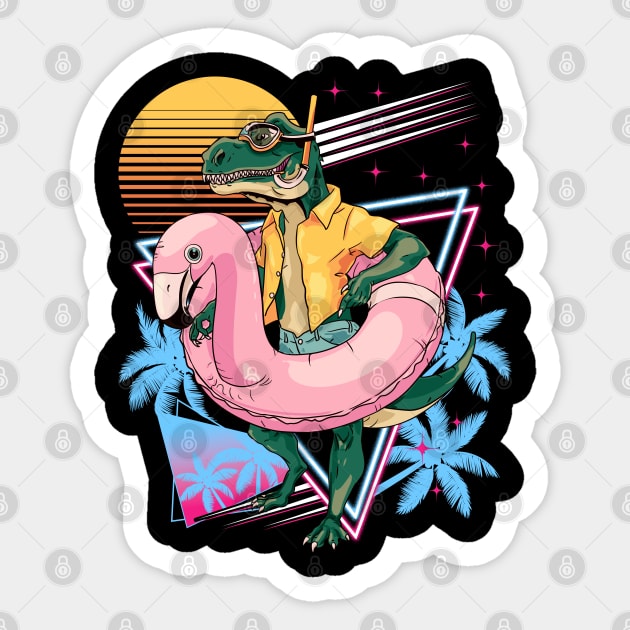 Dinosaur Pool Flamingo Gifts Men Kids Women Funny Dinosaur Sticker by KsuAnn